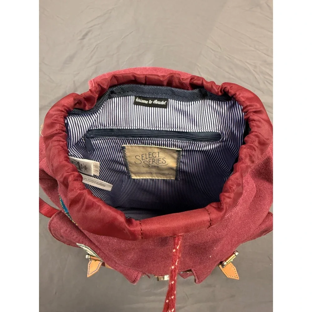 Herschel‎ Supply Co Select Series Burgundy Dawson Backpack Patches Leather Trim